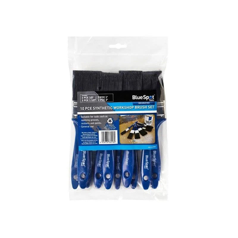 BlueSpot Tools Synthetic Workshop Paint Brush Set, 10 Piece - 36018