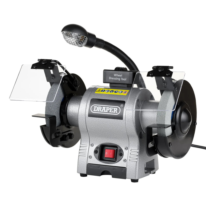 Draper Bench Grinder 150mm 370W with Work Light