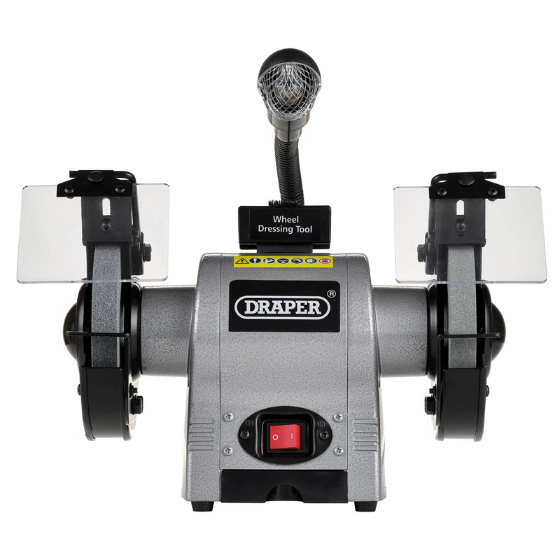 Draper Bench Grinder 150mm 370W with Work Light