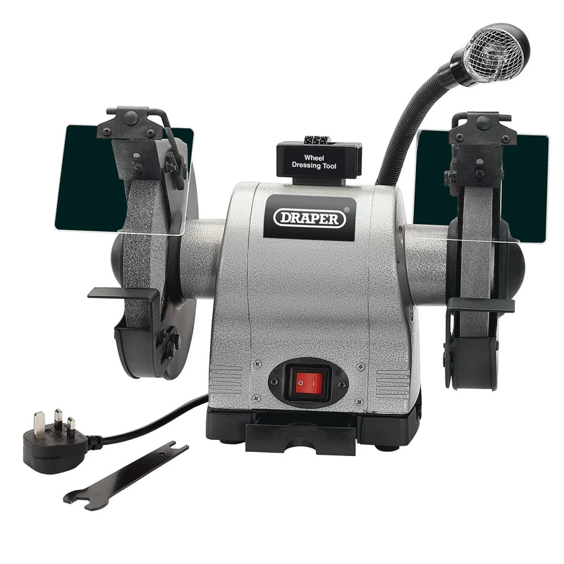 Draper Bench Grinder 200mm 550W with Work Light