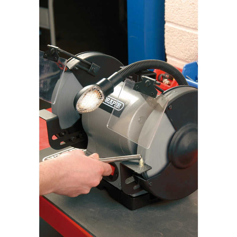 Draper Bench Grinder 200mm 550W with Work Light