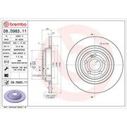 Brembo 2 x Solid Rear Brake Discs 08.D983.11