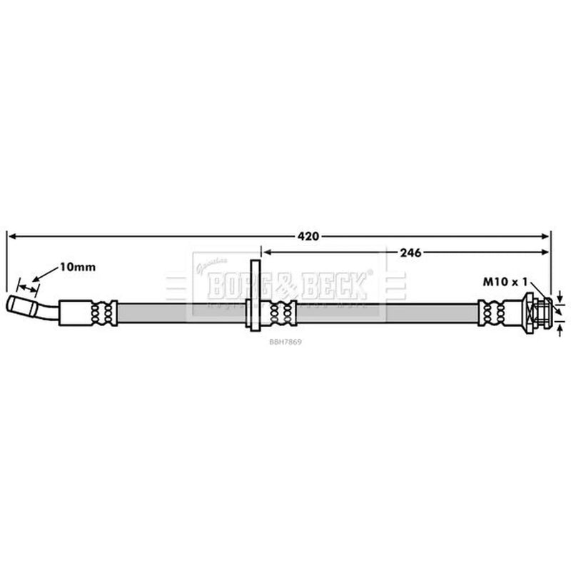 Borg & Beck Brake Hydraulic Hose Line Front Left BBH7869