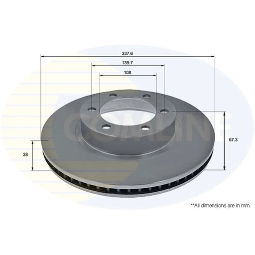 Comline 2 x Internally Vented Front Brake Discs ADC01120V