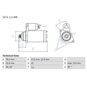 Bosch Starter Motor 12V 1.1kW 10 Teeth 0 986 018 430