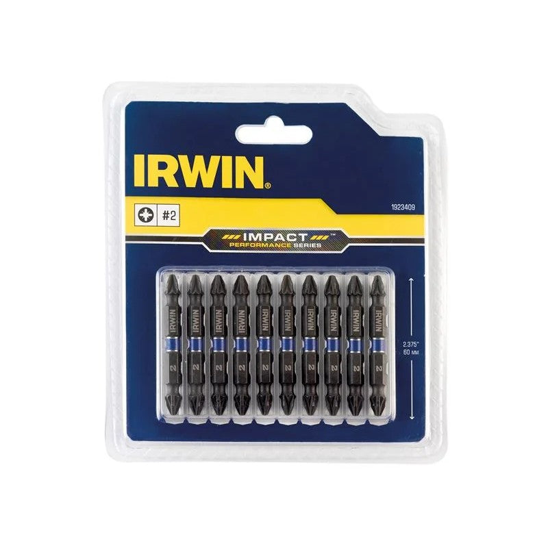 IRWIN® Impact Double-Ended Screwdriver Bits Pozi PZ2 60mm (Pack 10) - 1923409