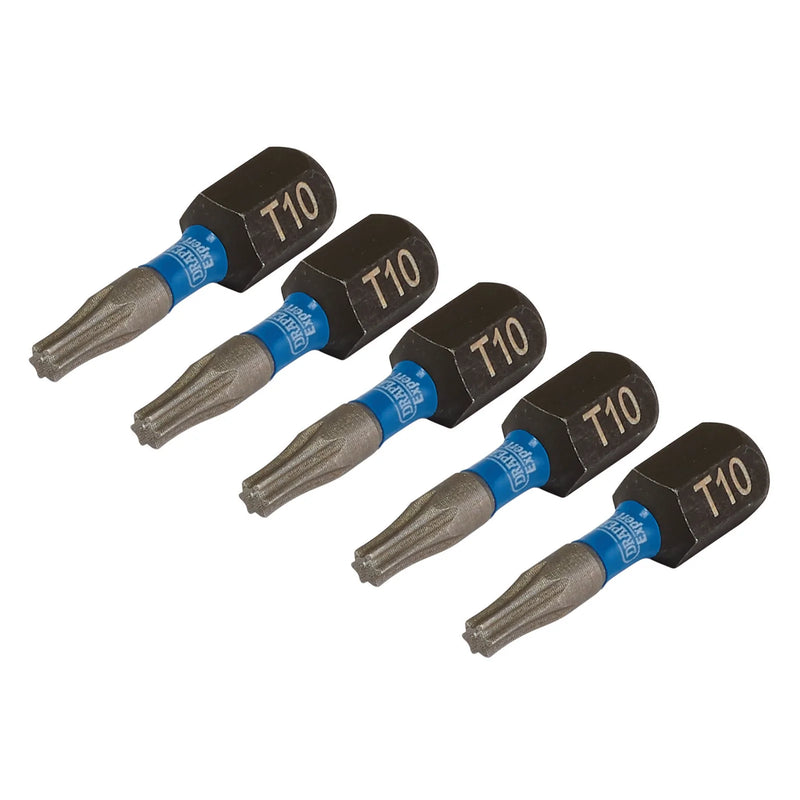 Draper Expert Impact Screwdriver Bits, TX-STAR® 1/4" Hex (Pack of 5)