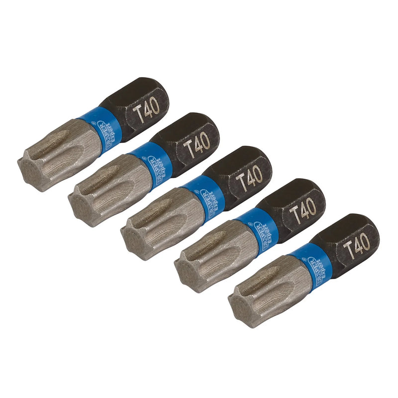 Draper Expert TX-STAR® Impact Screwdriver Bits, 1/4" Hex (Pack of 5)