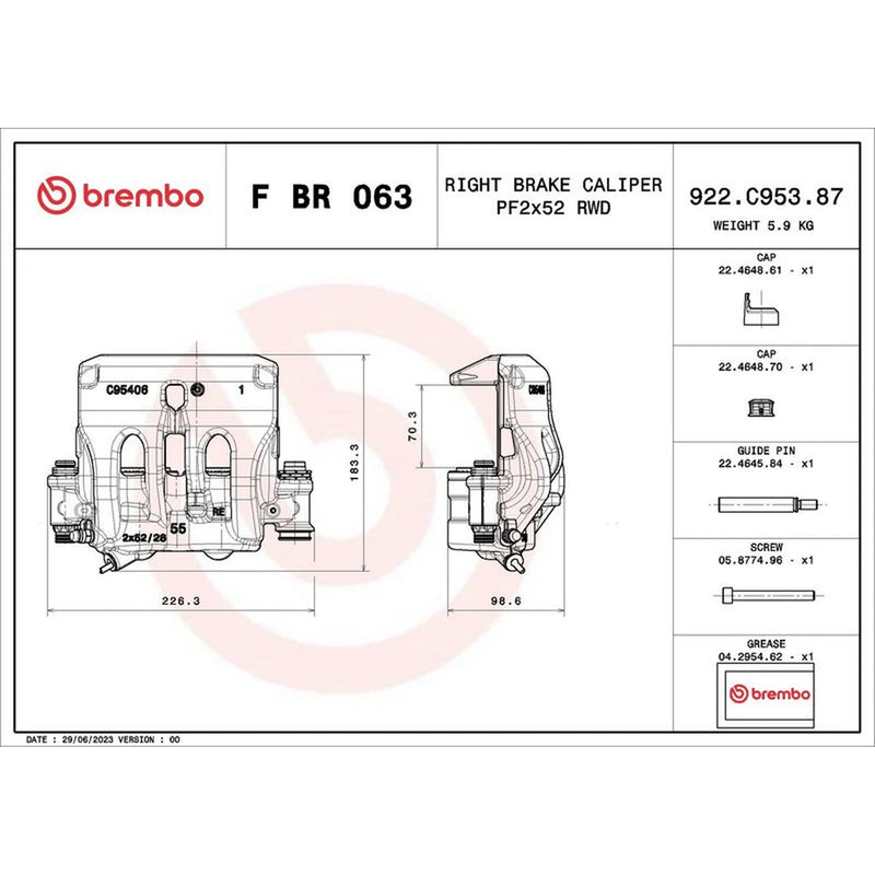 Brembo Brake Caliper Assembly Front Right FBR063