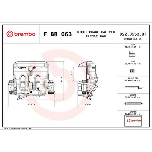 Brembo Brake Caliper Assembly Front Right FBR063