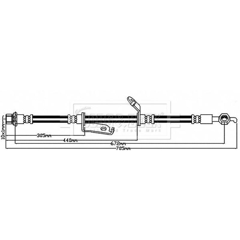 Borg & Beck Brake Hydraulic Hose Line Front Right BBH8108