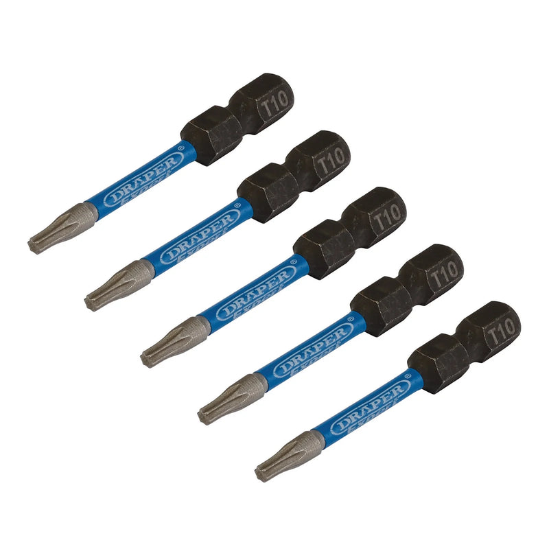 Draper Expert Impact Screwdriver Bits, TX-STAR® 1/4" Hex (Pack of 5)