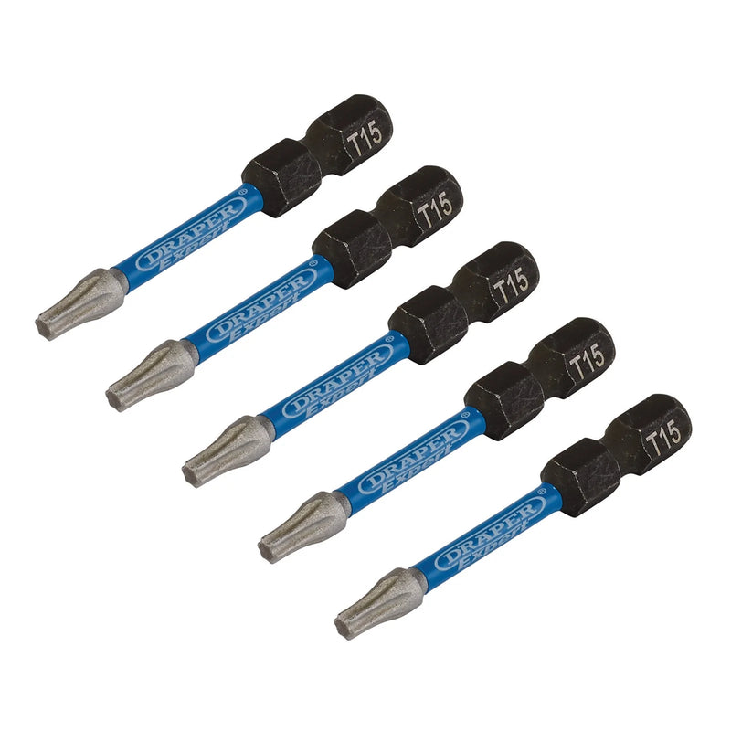Draper Expert TX-STAR® Impact Screwdriver Bits, 1/4" Hex (Pack of 5)