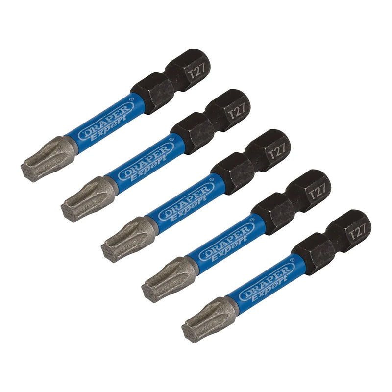 Draper Expert Impact Screwdriver Bits, TX-STAR® 1/4" Hex (Pack of 5)