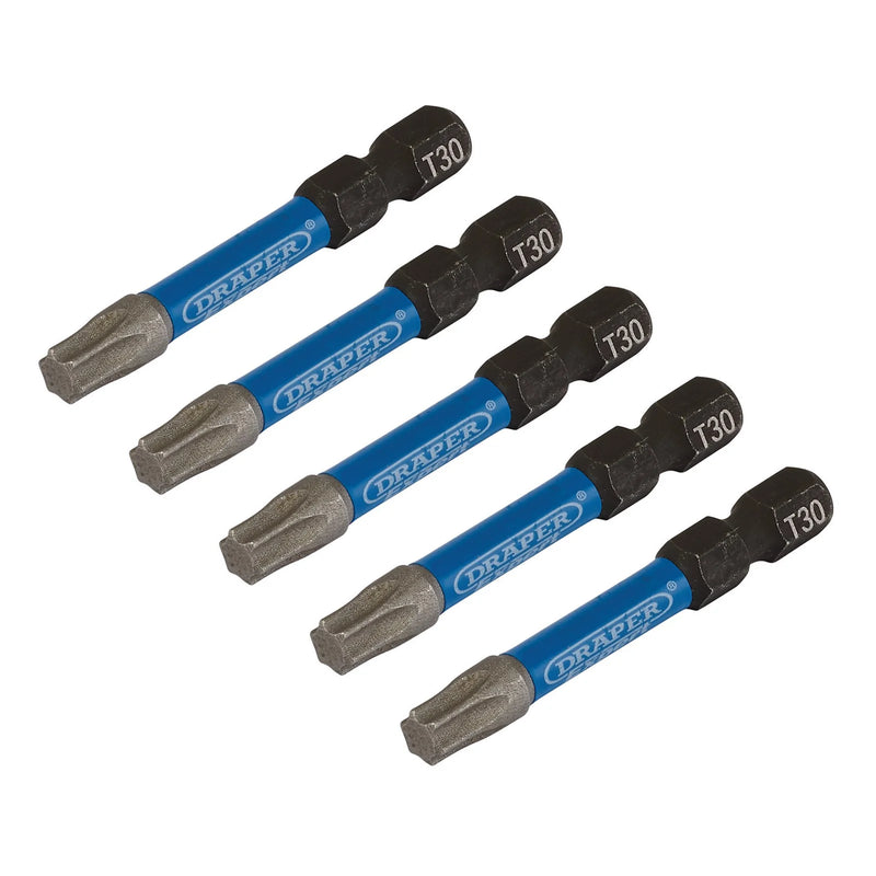Draper Expert Impact Screwdriver Bits, TX-STAR® 1/4" Hex (Pack of 5)