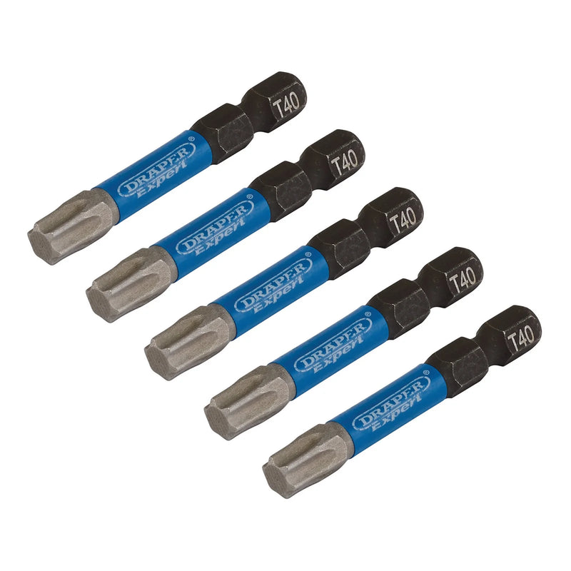 Draper Expert TX-STAR® Impact Screwdriver Bits, 1/4" Hex (Pack of 5)
