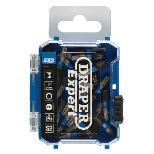 Draper Expert Impact Screwdriver Bits T20 25mm Hex (Pack of 25)