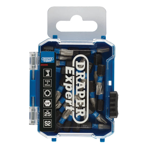Draper Expert TX-STAR Impact Screwdriver Bits T25 25mm Pack of 25