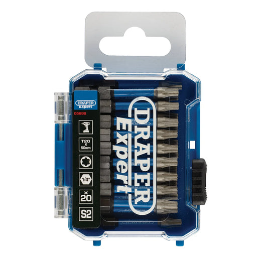 Draper Expert Impact Screwdriver Bits T20 50mm Hex Pack of 20