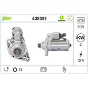 Valeo Starter Motor 12V 2kW 13 Teeth 438351