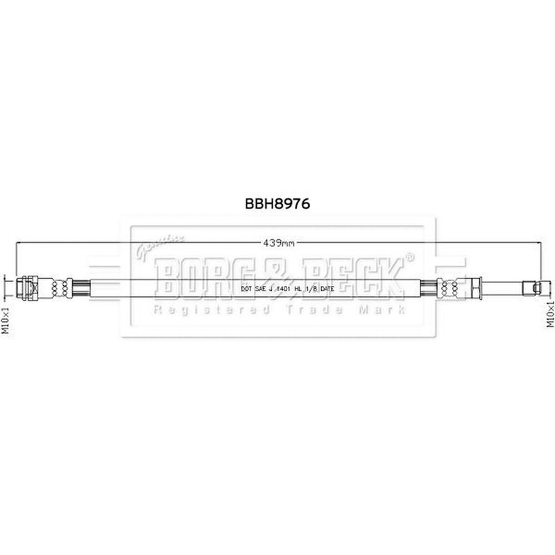 Borg & Beck Brake Hydraulic Hose Line Rear Lef BBH8976