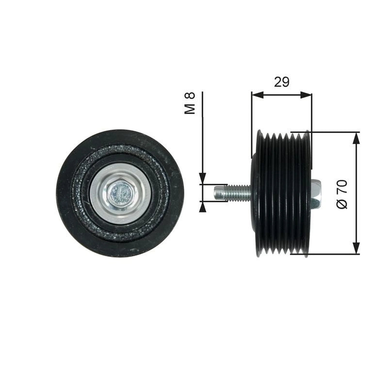 Gates V-Ribbed Belt Deflection/Guide Pulley T36773