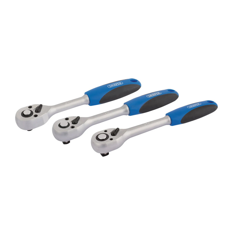 Draper Ratchet Set 72-Tooth Reversible Soft Grip 3 Piece