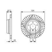Bosch 2 x Vented Rear Brake Discs 0 986 479 A78