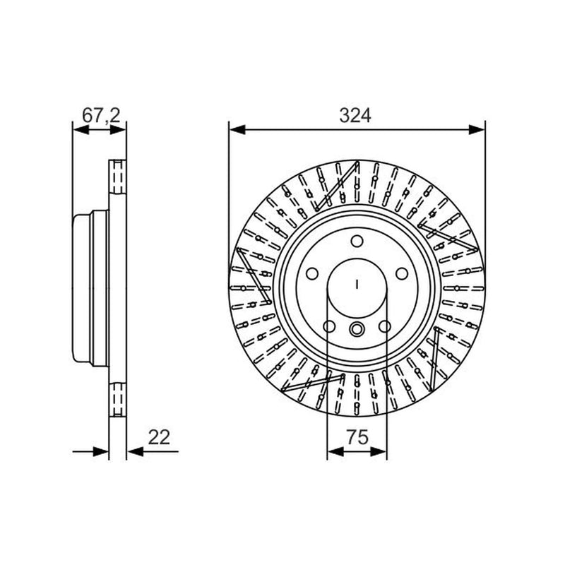 Bosch 2 x Vented Rear Brake Discs 0 986 479 A78