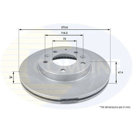 Comline 2 x Internally Vented Front Brake Discs ADC0443V