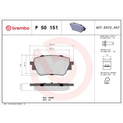 Brembo 4 x Rear Brake Pad Set P50151