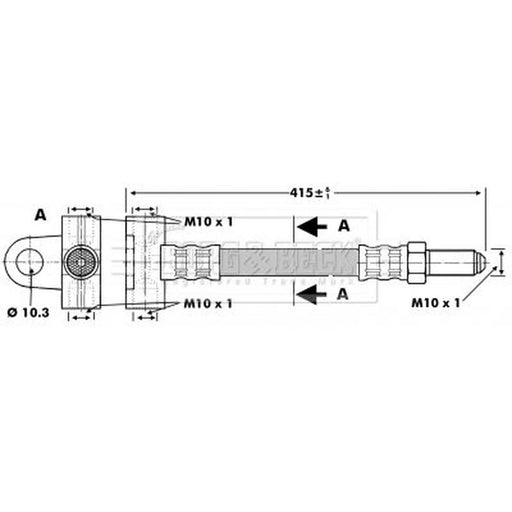 Borg & Beck Brake Hydraulic Hose Line Rear Left BBH6806