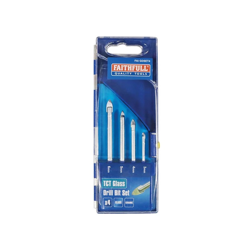 Faithfull Tile & Glass Drill Bit Set of 4 (3-6mm) - FAIGDSET4