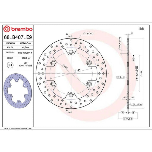 Brembo 2 x Rigid Front Brake Disc Brake Discs 68B407E9