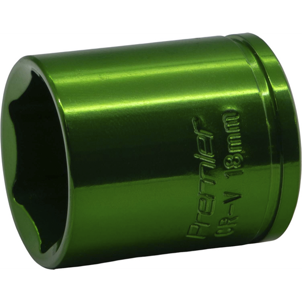 Sealey 3/8"Dr Coloured Socket 18mm (Dark Green)