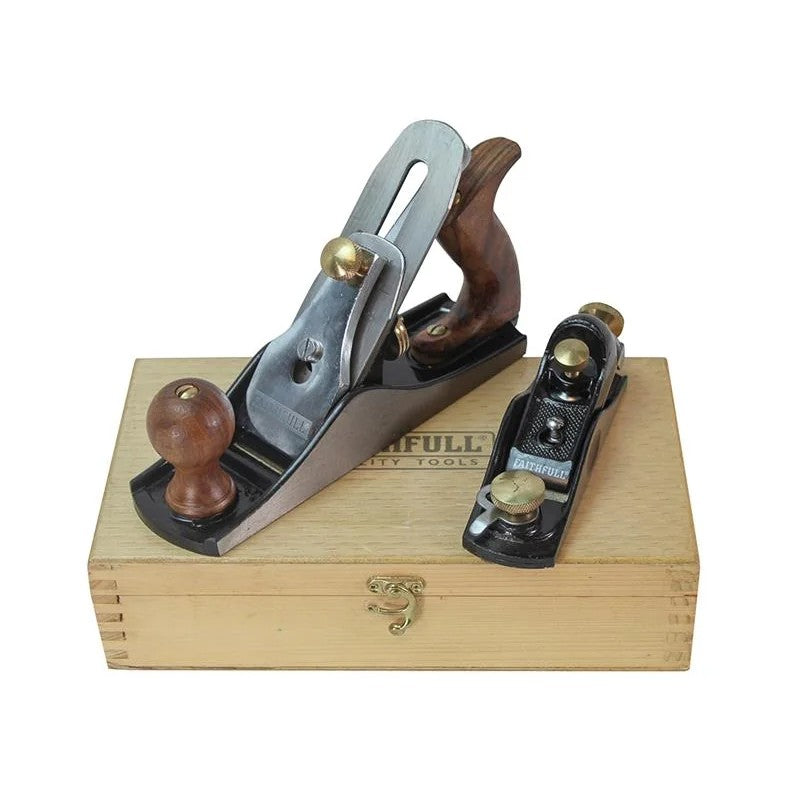 Faithfull No.4 Plane & No.60 1/2 Plane in Wooden Box - FAIPLANE4AV