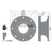 Textar 2 x Internally Vented Rear Brake Discs 93324600