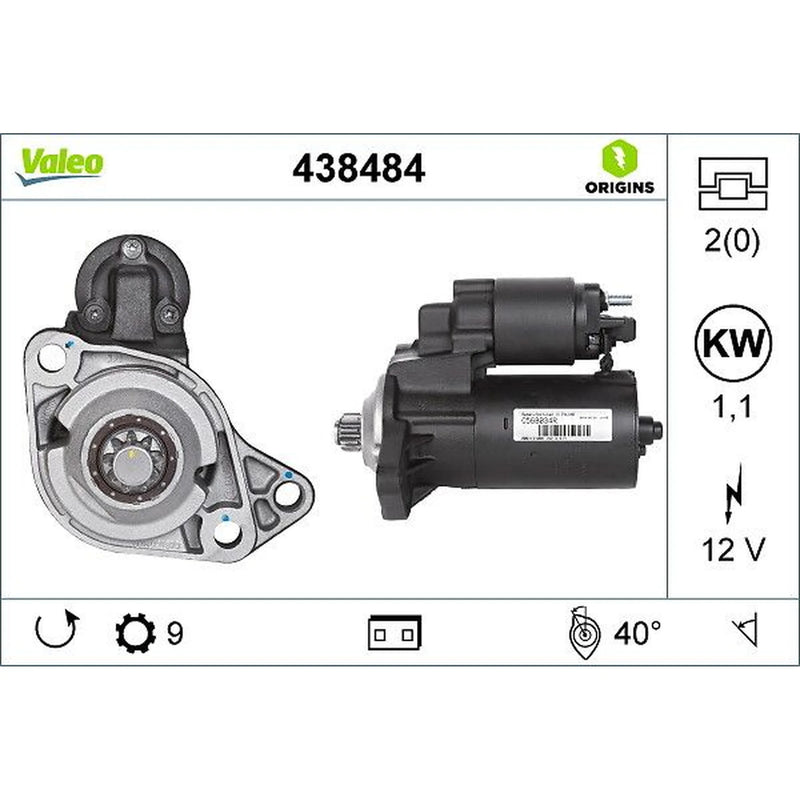 Valeo Starter Motor 12V 1.1kW 10 Teeth 438484