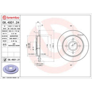 Brembo 2 x Solid Rear Brake Discs 08.4931.21