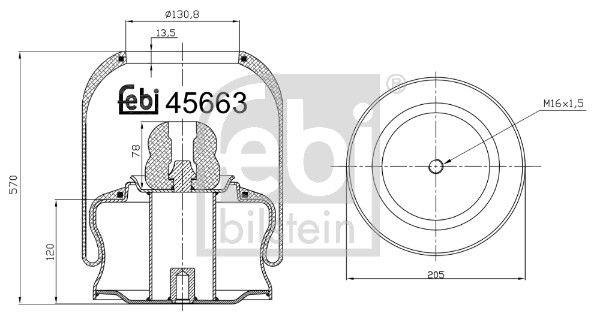 Febi Air Suspension Bellow 130mm Rear
