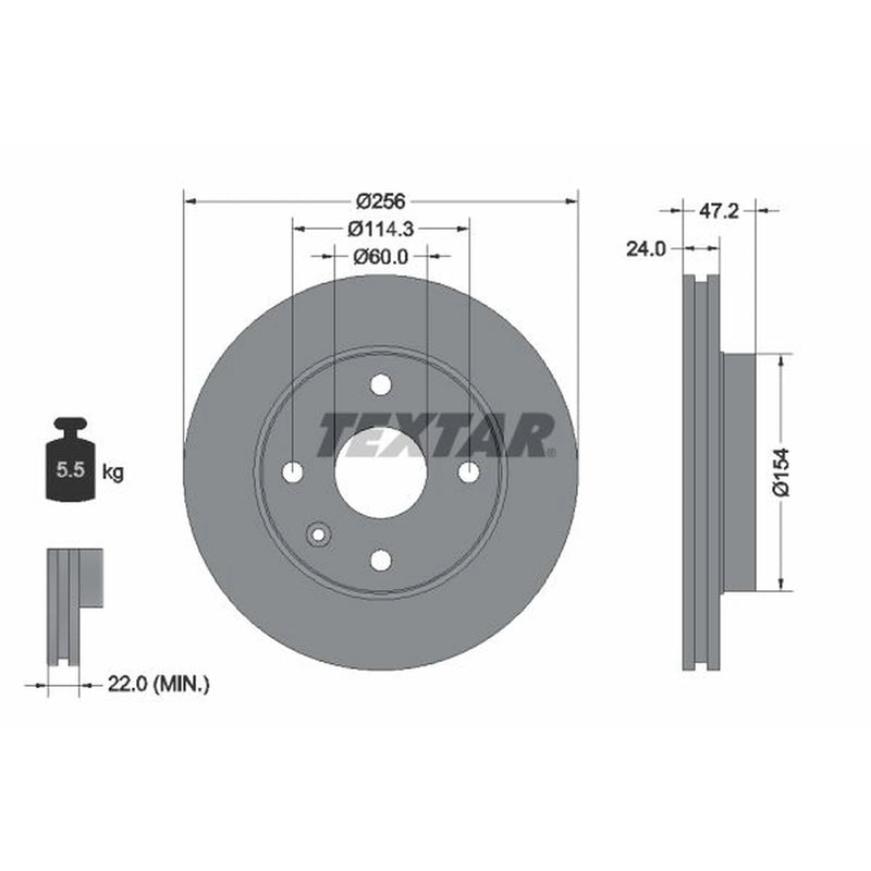 Textar 2 x Vented Front Brake Discs 92133500