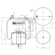 Febi Air Suspension Bellow 197mm Front 44627