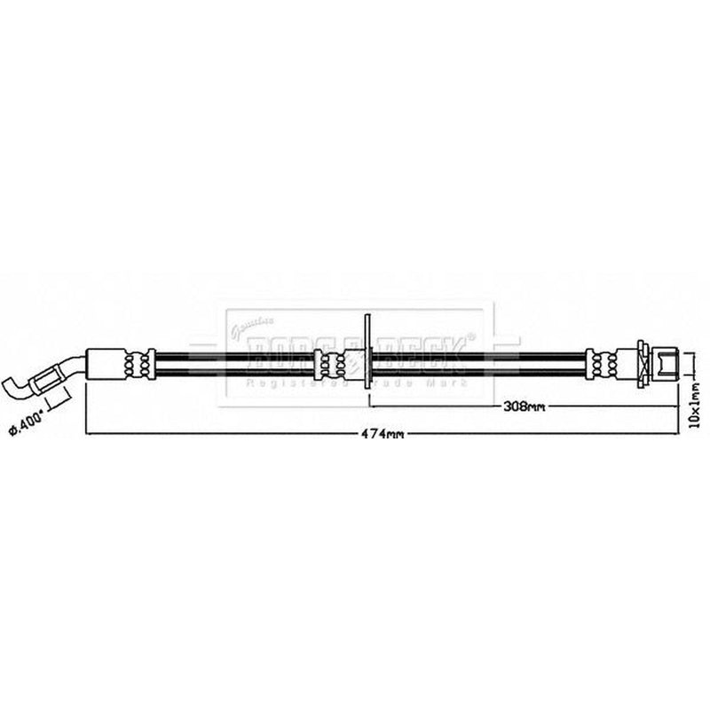 Borg & Beck Brake Hydraulic Hose Line Front Right BBH8045