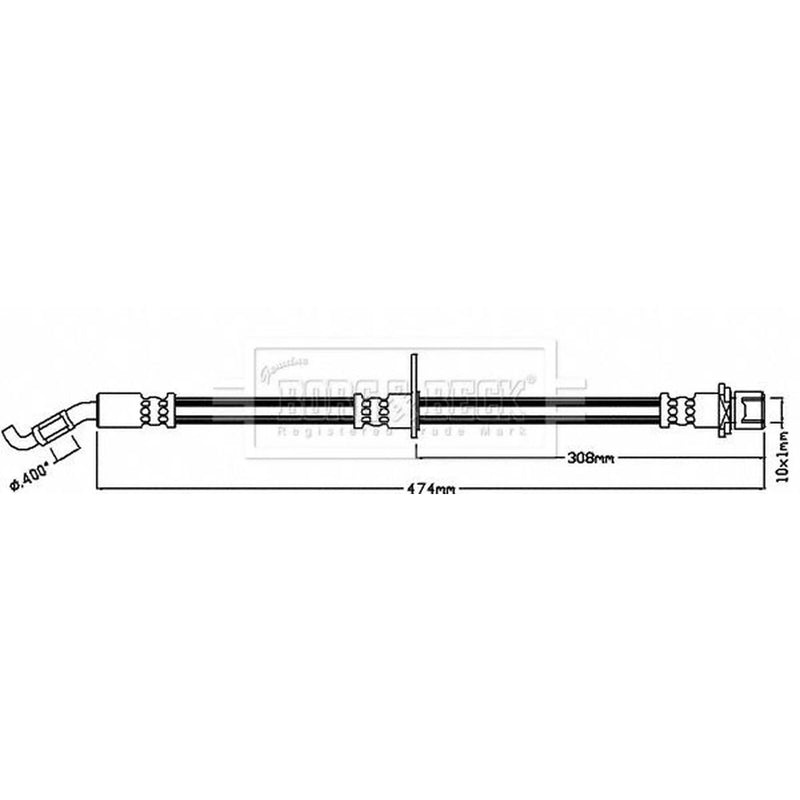 Borg & Beck Brake Hydraulic Hose Line Front Right BBH8045