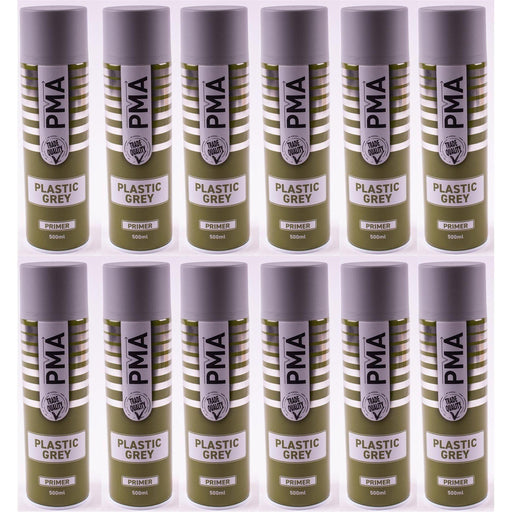 12x AUTOTEK Professional Grey Plastic Primer 500ml Spray High Coverage Town Parts  - Town Parts