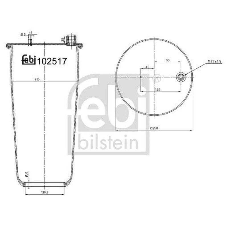 Febi Air Suspension Bellow 130mm Rear 102517