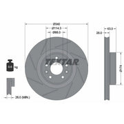 Textar 2 x Slotted Front Brake Discs 92282205