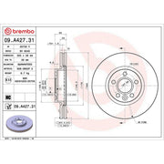 Brembo 2 x Internally Vented Front Brake Discs 09.A427.31