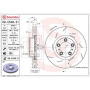 Brembo 2 x Slotted Front Brake Discs 09.C549.31
