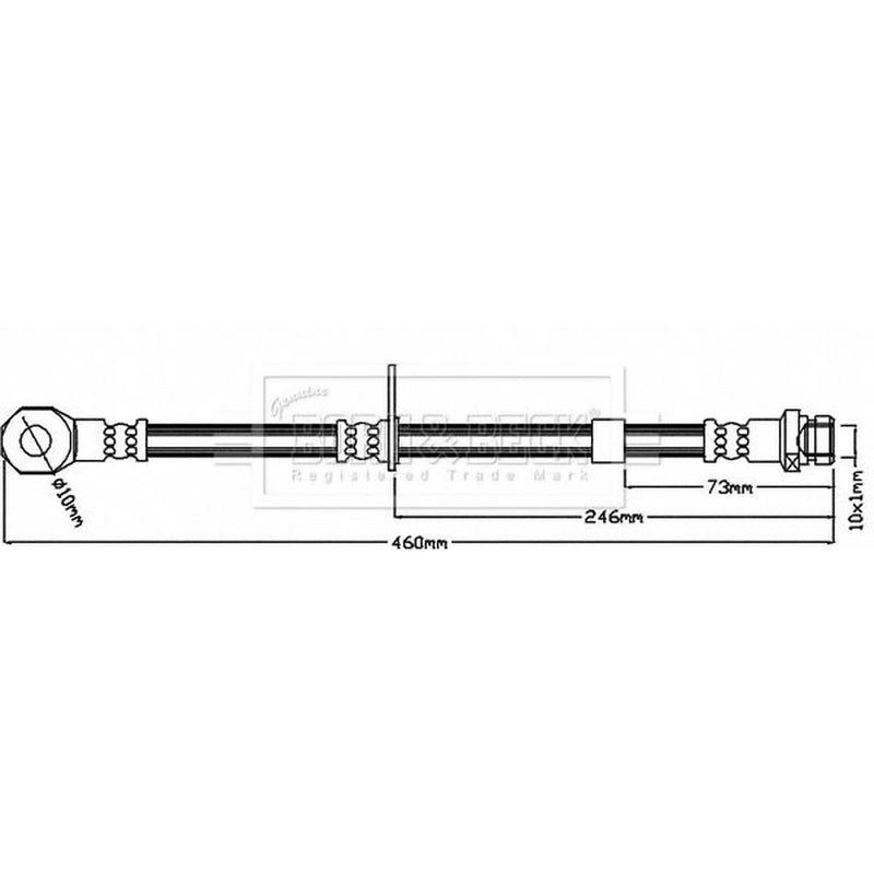 Borg & Beck Brake Hydraulic Hose Line Front Left BBH8658